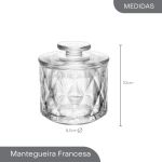 Manteigueira Francesa de Vidro  9,5cm x 9,5cm x 8,5cm Diamond