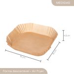 Kit 50 Formas de Papel Descartável para Air Fryer 16 x 16 x 4,5cm