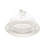 Manteigueira de Cristal Pássaro 9,5cm x 6,5cm