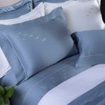 Jogo De Cama 300 Fios Bordado Gaivota Kacyumara Branco/Blue