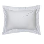 Kit 02 Fronhas 300 Fios 50x70 Kacyumara Bordado Gaivota Branco/Blues