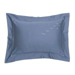 Kit 02 Fronhas 300 Fios 50x70 Kacyumara Bordado Gaivota Blue/Branco