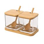 Porta Condimentos Duplo em Poliestireno e Bambu 400ml Brinox Brisa