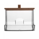 Porta Cotonete Retangular de Poliestireno com Tampa de Bambu My Box