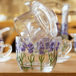 Manteigueira Francesa Cristal Ecológico Lavanda Hand Painting 9,4 x 9,8cm Lyor