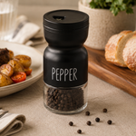 Pimenteiro de Vidro com Tampa de Metal 120ml Preto Lyor