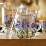 Meleira de Cristal com Pegador Lavanda Hand Painting Lyor