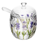 Açucareiro com Colher e Tampa Cristal Lavanda Hand Painting Lyor