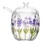 Açucareiro com Colher e Tampa Cristal Lavanda Hand Painting Lyor