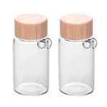 Kit 2 Galheteiros de Vidro Borossilicato com Tampa e Suporte de Bambu 170ml Wolff