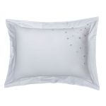 Kit 02 Fronhas 300 Fios 50x70 Kacyumara Bordado Afetto Branco/Prata