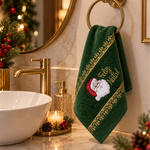 Kit 02 Toalhas Lavabo Felpuda Bordada Papai Noel Natal