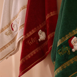 Kit 02 Toalhas Lavabo Felpuda Bordada Papai Noel Natal