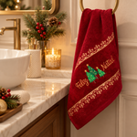 Toalha Lavabo Decorativa Natalina Bordada Pinheiro