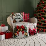Almofada Natalina 43x43Cm Decorativa Authentic Flores