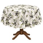 Toalha De Mesa Redonda 8 Lugares 220cm Acqua Auguri Oliva