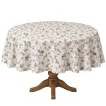 Toalha De Mesa Redonda 6 Lugares 180cm Acqua Auguri Uccellino