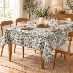 Toalha De Mesa Redonda 6 Lugares 180cm Acqua Auguri Eucalipto