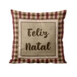 Almofada Natalina Decorativa 50x50cm Feliz Natal Xadrez