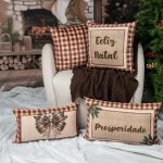 Almofada Natalina Decorativa 50x50cm Feliz Natal Xadrez
