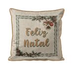 Almofada Natalina Decorativa com Cordonê 43x43cm Feliz Natal