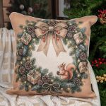Almofada Natalina Decorativa com Cordonê 43x43cm Guirlanda