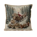 Almofada Natalina Decorativa com Cordonê 43x43cm Trenó