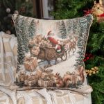 Almofada Natalina Decorativa com Cordonê 43x43cm Trenó