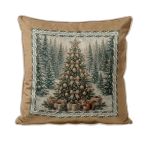 Almofada Natalina Decorativa com Cordonê 43x43cm Árvore de Natal