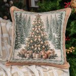 Almofada Natalina Decorativa com Cordonê 43x43cm Árvore de Natal