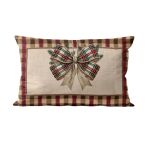 Almofada Rinzeira Natalina Decorativa 28x48cm Laço Xadrez