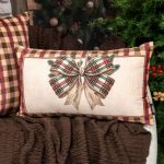 Almofada Rinzeira Natalina Decorativa 28x48cm Laço Xadrez