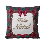 Almofada Natalina Decorativa 43x43cm Authentic Feliz Natal Xadrez