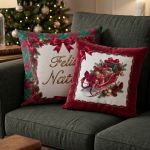 Almofada Natalina Decorativa 43x43cm Authentic Feliz Natal Xadrez