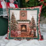 Almofada Natalina Decorativa Veludo 43x43cm  Lareira