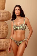 Top Base Larga Drapeado e Calcinha Missoni Amarração Capim Dourado