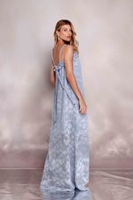 Vestido Amplo de Renda Azul Pluma