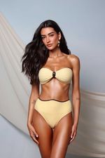 Busto Tomara Que Caia Franzido Aviamento Amarelo Sol