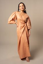 Vestido Essen, 100% linho - Castanho