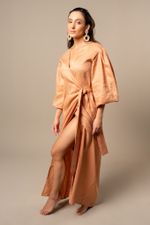 Vestido Essen, 100% linho - Castanho