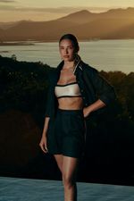 Camisa Cropped  100% Linho - Preto