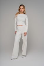 Blusa Manga Longa Canelado - Off White