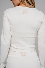 Blusa Manga Longa Canelado - Off White