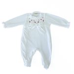 Macacão Bebê Menina Bordado Cereja Cherry em Plush 
