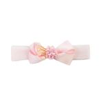 Faixa de Cabelo Bebê com Laço e Flor com Pérolas Laterais