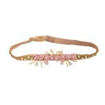 Faixa de Cabelo Bebê de Strass com Flores e Pérolas