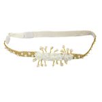 Faixa de Cabelo Bebê de Strass com Flores e Pérolas