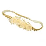 Faixa de Cabelo Bebê de Strass com Quatro Flores e Pérolas