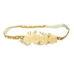 Faixa de Cabelo Bebê de Strass com Quatro Flores e Pérolas