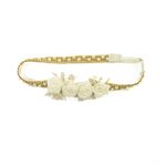 Faixa de Cabelo Bebê de Strass com Quatro Flores e Pérolas